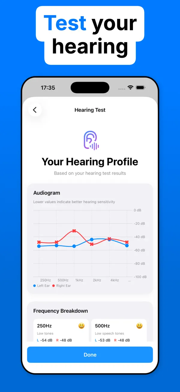 Myohren: Amplify Hearing Aid Live audio, not stored feature screenshot