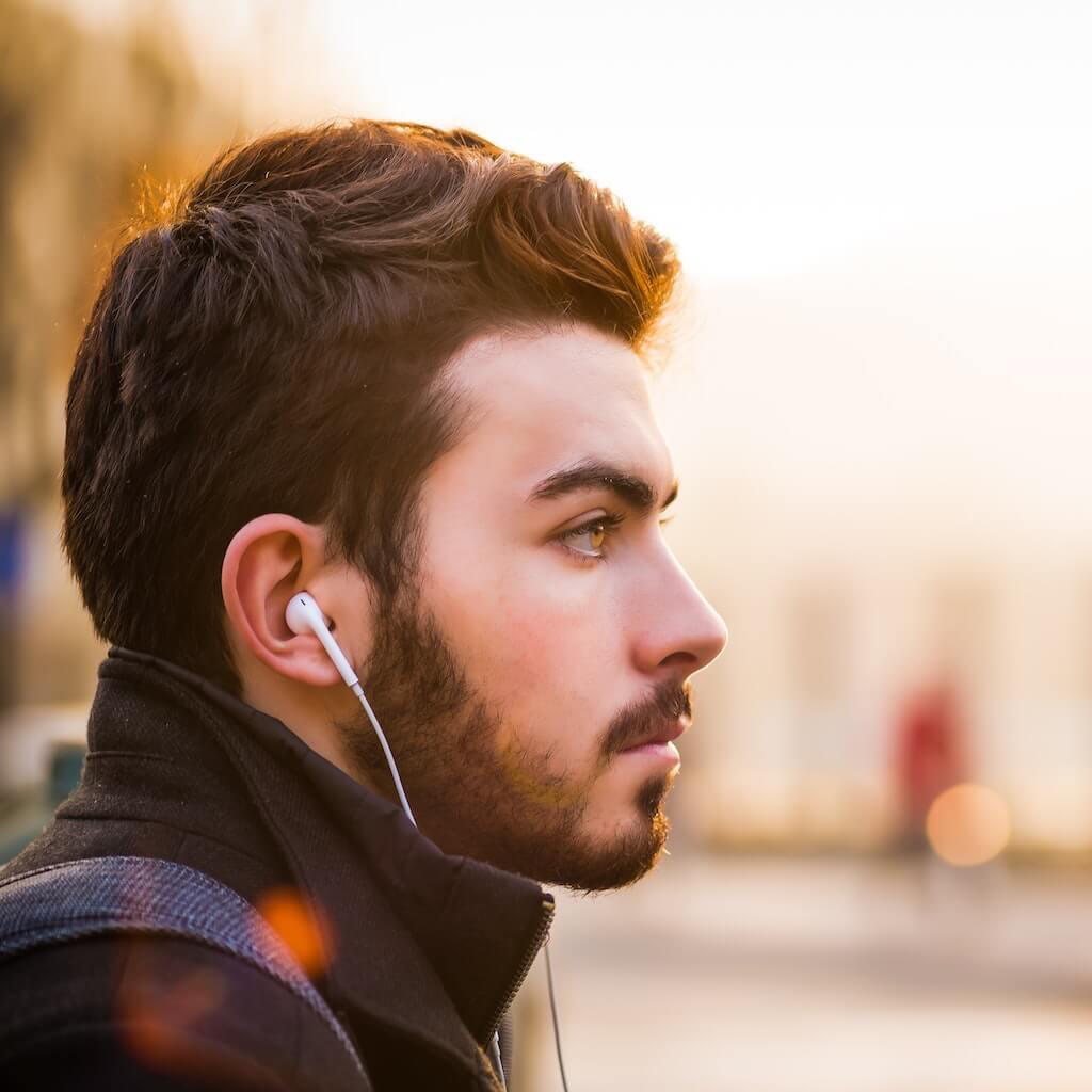 Man wearing headphones